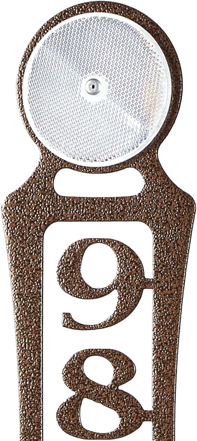 Pathways Vertical Custom Reflective Driveway Marker Set of Two | Personalize with 1-5 House Numbers or Last Name | Weathered Bronze Finish for Outdoors Year-Round | Address Reflector Stake Set