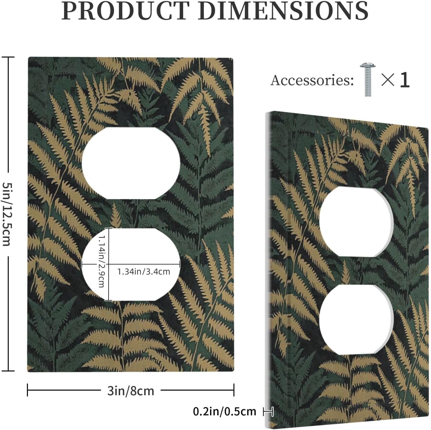 Outlet Covers Botanical Fern Green Leaf Forest 1 Gang Duplex Light Switch Cover Decorative Switch Plates Electrical Receptacle Faceplate Wall Plate For Bed Room Home Decor