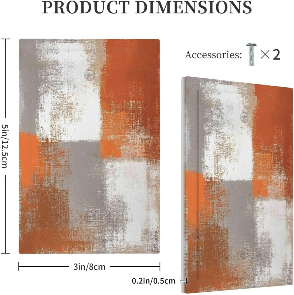 Orange Grey Abstract Art Oil Painting Light Switch Cover Plate 1 Gang No Device Blank Electrical Wall Plates Faceplate Decorative Switch Plate For Home Farmhouse Decor