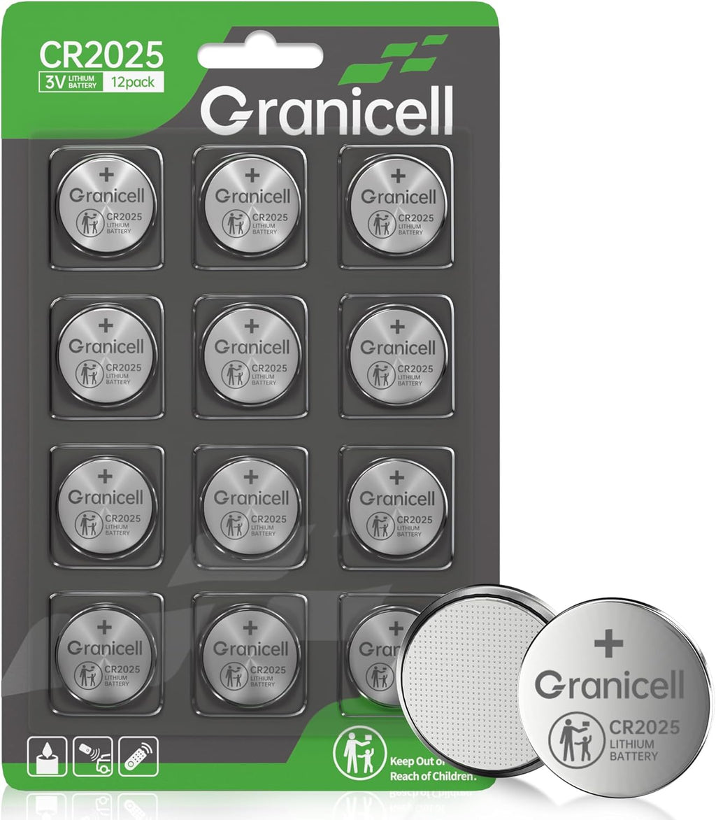 2025 Battery Compatible with Apple AirTag CR2025 Lithium 3V Coin Battery for Child Safety, Suitable for Key Fobs, Smart Sensors, Scales, Candles and More (CR2025-12)