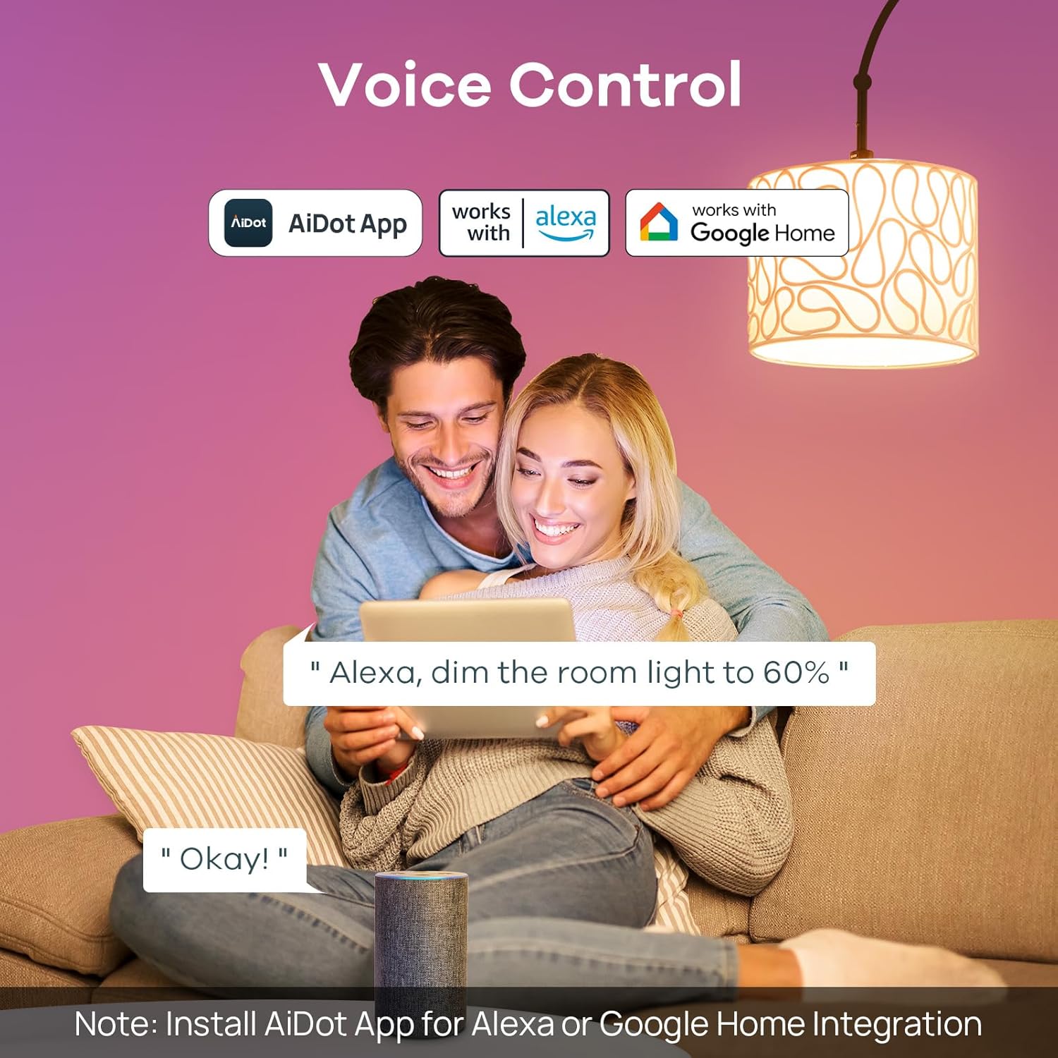 Linkind WiFi Smart Light Bulbs, Alexa Light Bulb Work with Alexa, Google Home, RGBTW 16 Million Color Changing Light Bulbs Dimmable, Mood Lighting, 2.4GHz Only, A19 E26 WiFi Bulb 60W 800LM 1 Pack