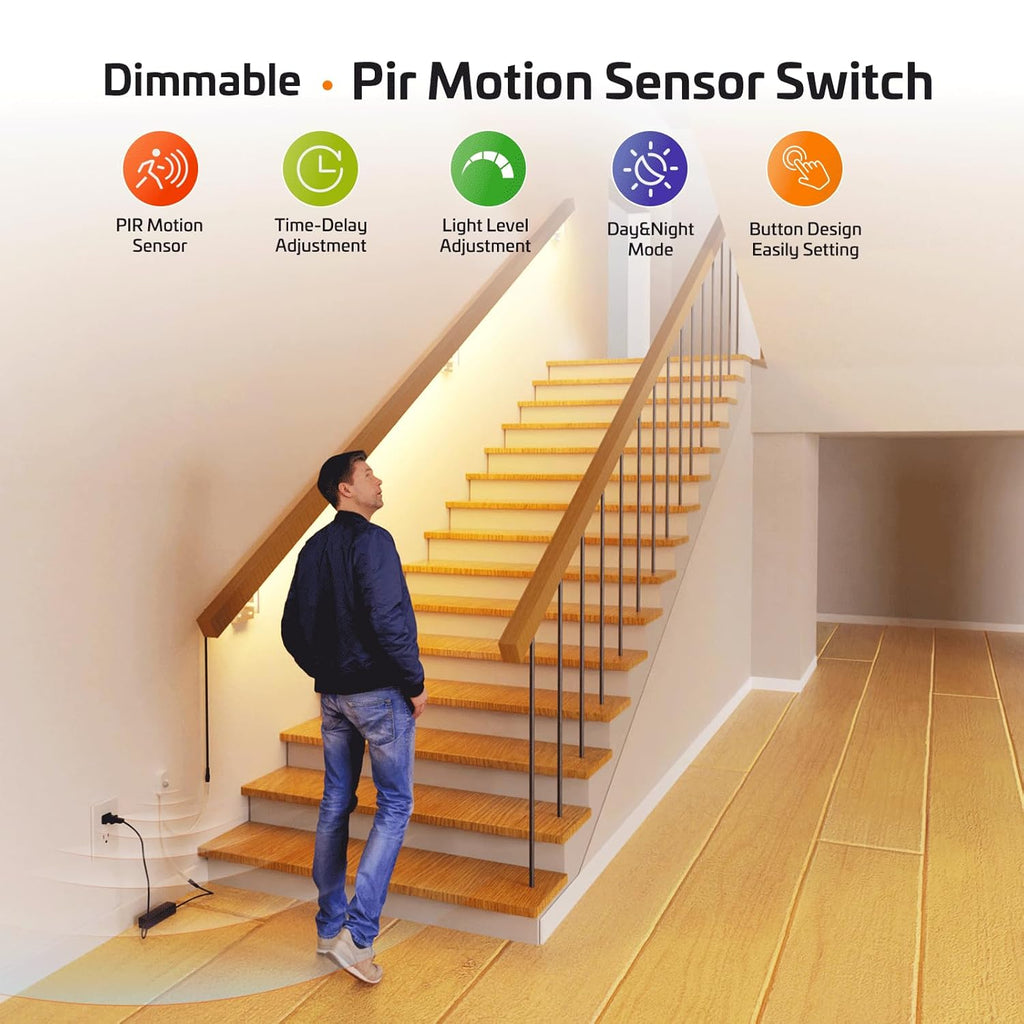 SENSKY BS010BW DC 12v to 24v 3A Mini Dimmable Pir Motion Sensor Switch Occupancy Sensor Switch for DIY LED Lighting,Kitchen Cabinet(White)