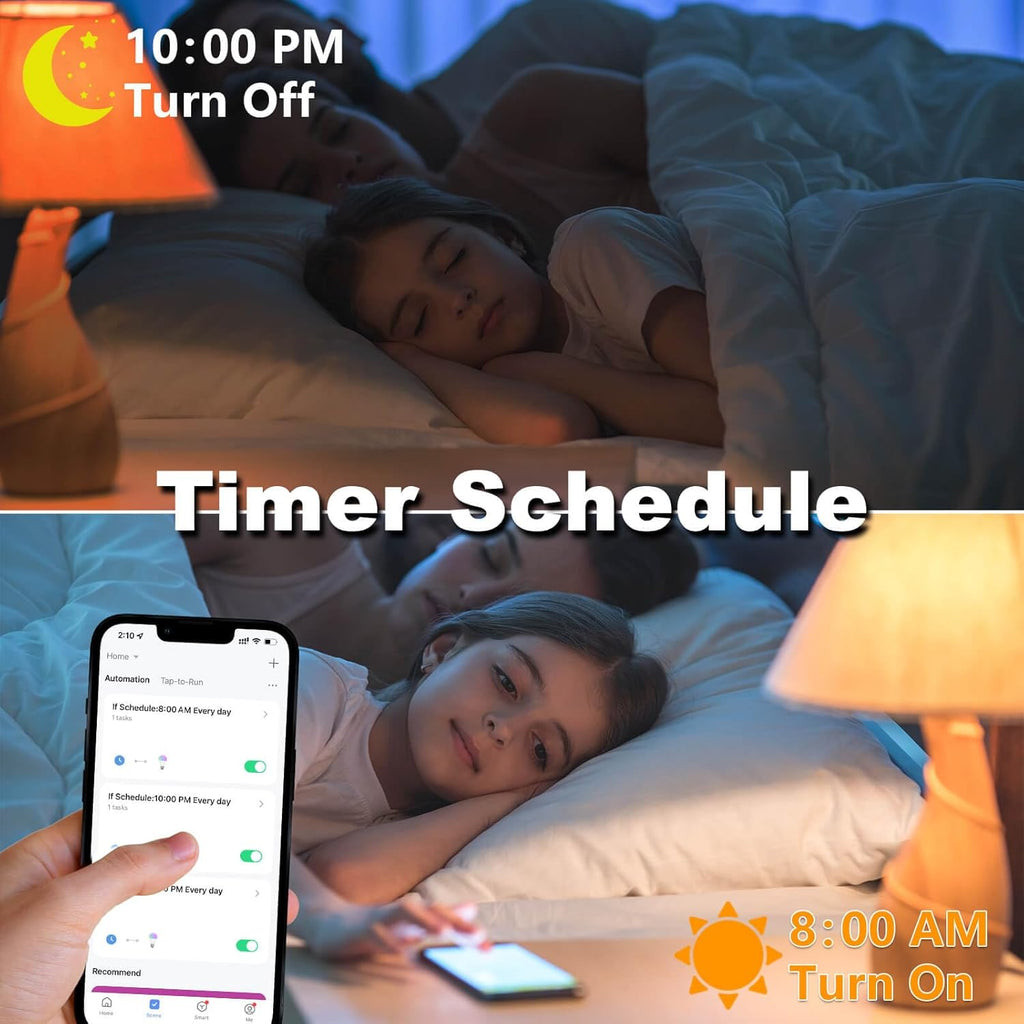 A15 LED Smart Bulb, 5W=40W,Compatible with Alexa Google Assistant, E12 Base, G45 Ceiling Fan Light Bulbs, 2.4G WiFi ONLY, 4 Pack