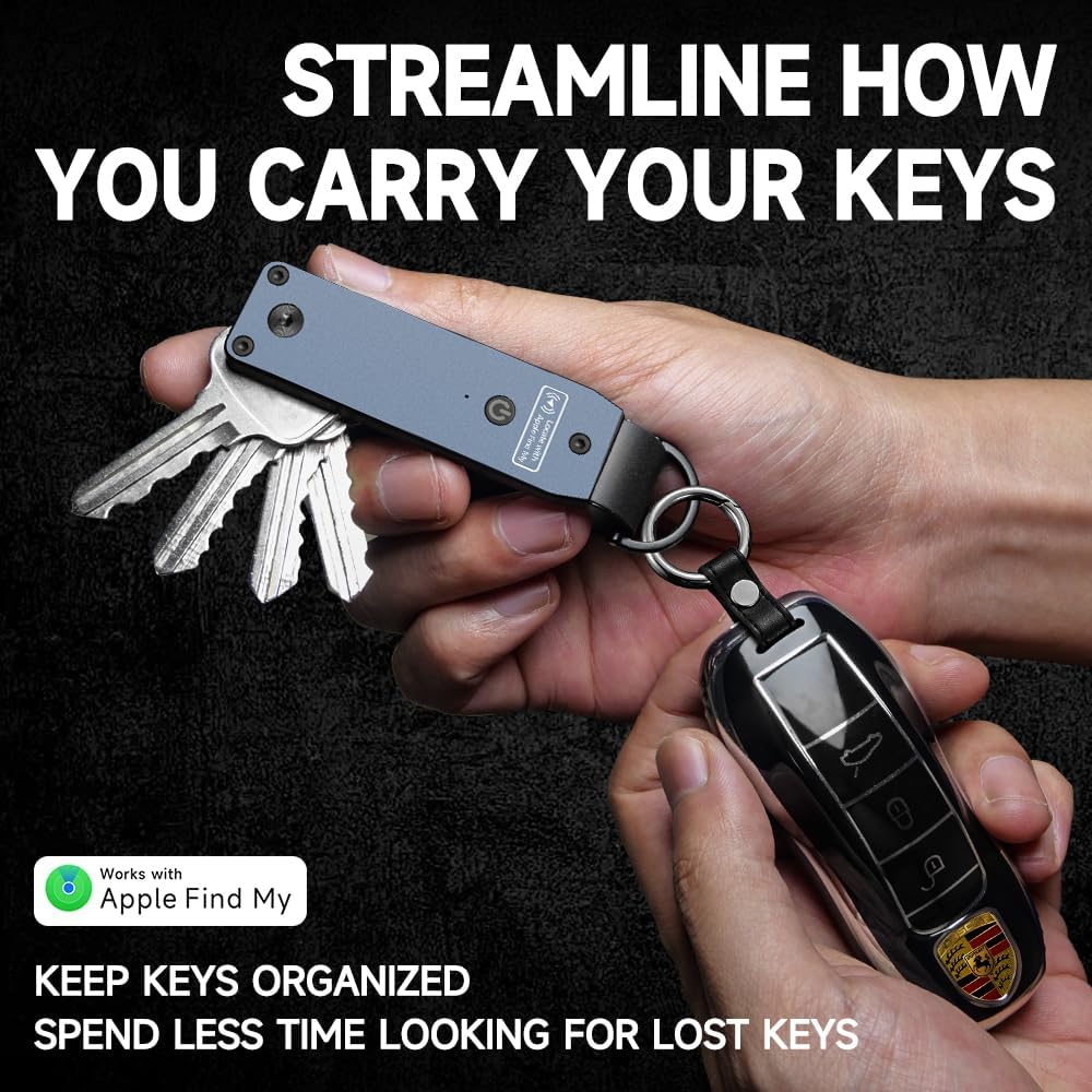 Key Organizer Men's Keychains with Smart Tracker, Key Finder, Compact Key Holder -Minimalist Key Case Metal Car Key Chain
