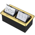 KYHSHJ Dual Pop-Up Floor Electrical Outlet Box Kit，20 Amp Stainless Steel GFCI TR Receptacle Outlet，3-Port RJ45 Datacom Receptacle，Waterproof Gasket with IP44 Waterproof Rating,，ETL Listed, Brass