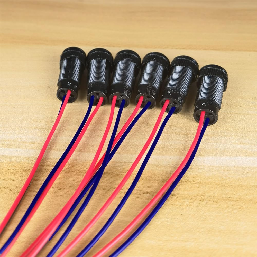 6pcs Red/Blue/Green LED Indicator Pilot Light 110VAC Mounting Hole Size 10mm(Flame Retardant Plastic Shell)