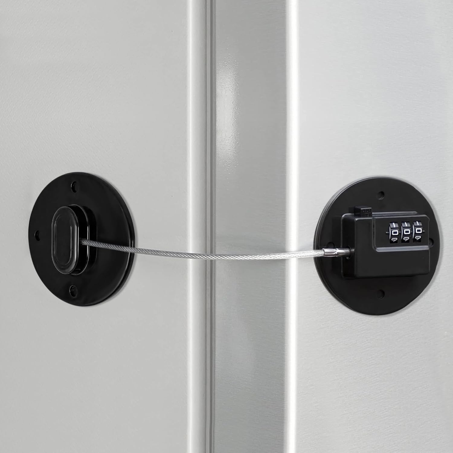 Fridge Lock Refrigerator Lock- Child Safety Cabinet Locks for Refrigerator, Freezer, Drawers & Cabinets - No Key Combination Lock, Adjustable & Reusable for Kids, Adults, Pets (Black 1Pack)
