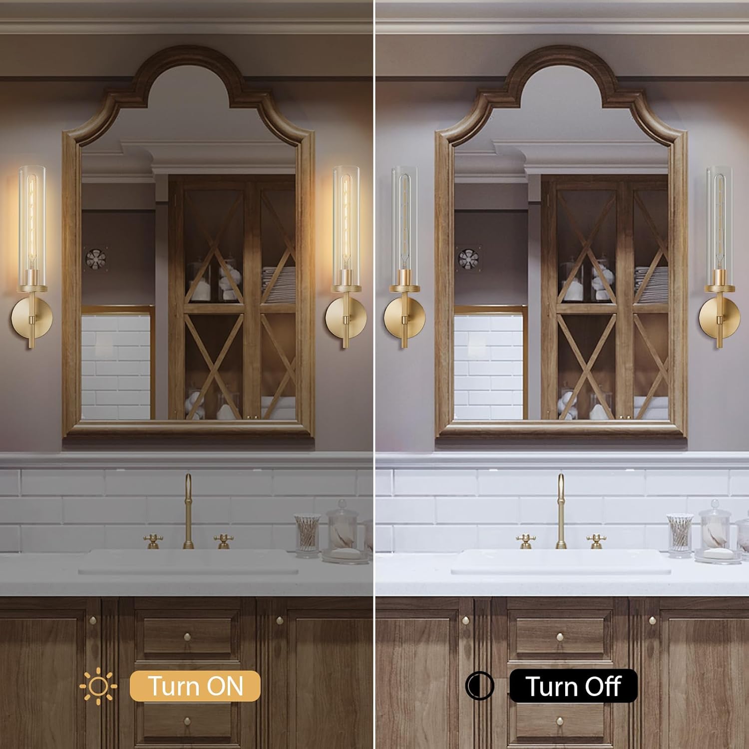 Gold Wall Sconces,19.48" Knurled Wall Sconces, Modern Light Fixtures Wall Lights for Living Room