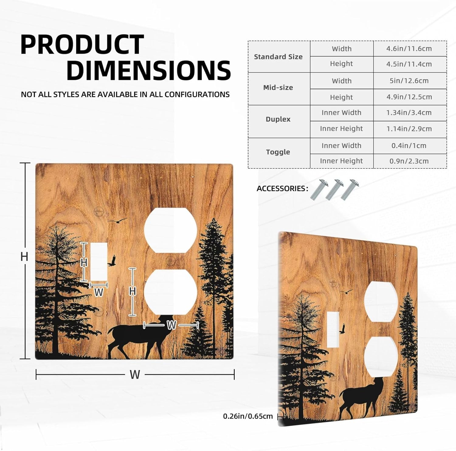 Wallplates Rustic Farmhouse Orange Brown Pine Tree Deer Wood Grain 1 Toggle 1 Duplex Switch Plate Electrical GFCI Faceplate Decorative Light Switch Covers for living Room Cabin Decor