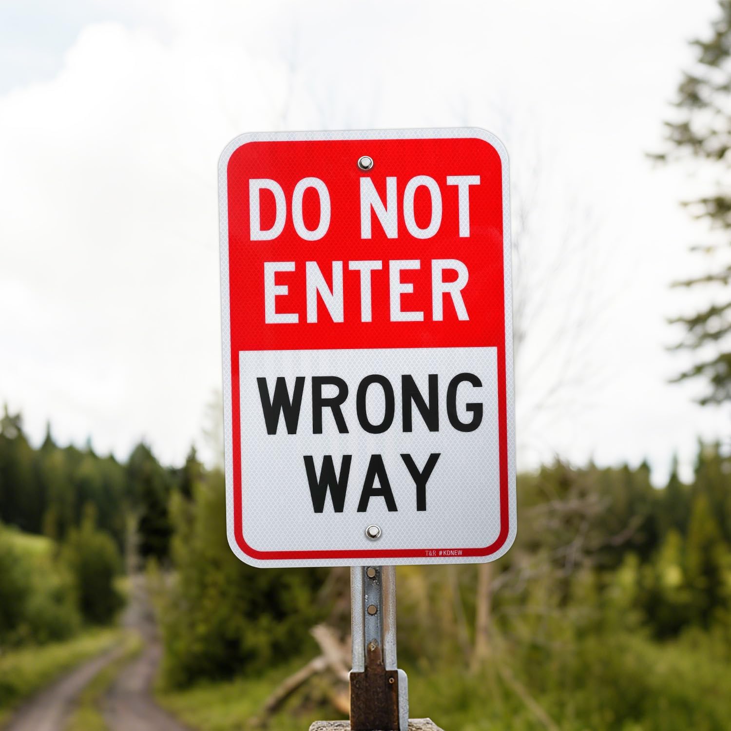 T&R Do Not Enter Wrong Way Sign, 18" x 12" Engineer Grade Reflective Sheeting, Rust Free Aluminum, Weather Resistant, Waterproof, Fade Resistant, 2 Pre-drilled Holes