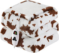 Cow Print Heated Electric Blanket Full Size,72X84 Brown Heating Blanket with 10 Heats Levels & 8 Hours Auto Off,Highland Cow Decor Fleece Sherpa Blankets Warmer Gifts for Women Adults,Washable