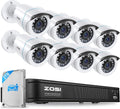 ZOSI 1080P H.265+ Home Security Camera System with AI Human Vehicle Detection, 5MP 3K Lite 8 Channel CCTV DVR Recorder with 2TB Hard Drive and 8 x 1080p Surveillance Bullet Camera Outdoor Indoor