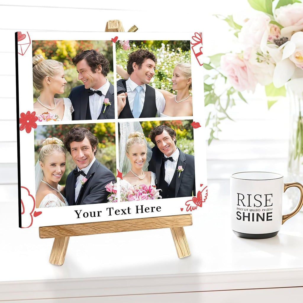 Custom Photo Frame with Stand, Personalized Picture Display, MDF and Wood Construction, Desktop Decor, Multiple Designs, Customizable Gift for Family and Friends