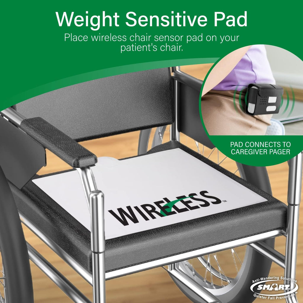 Smart Caregiver Chair Exit Alarm System with Wireless Pager and for Fall Prevention | Chair Alarm Alerts Caregiver When They Get Up from The Chair | USA-Based Company and Customer Support