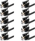 Probrico 10 Pack| Matte Black Square Privacy Door Levers Bed Bath Door Handles, Heavy Duty Interior Keyless Door Locks for Left or Right Sided Doors