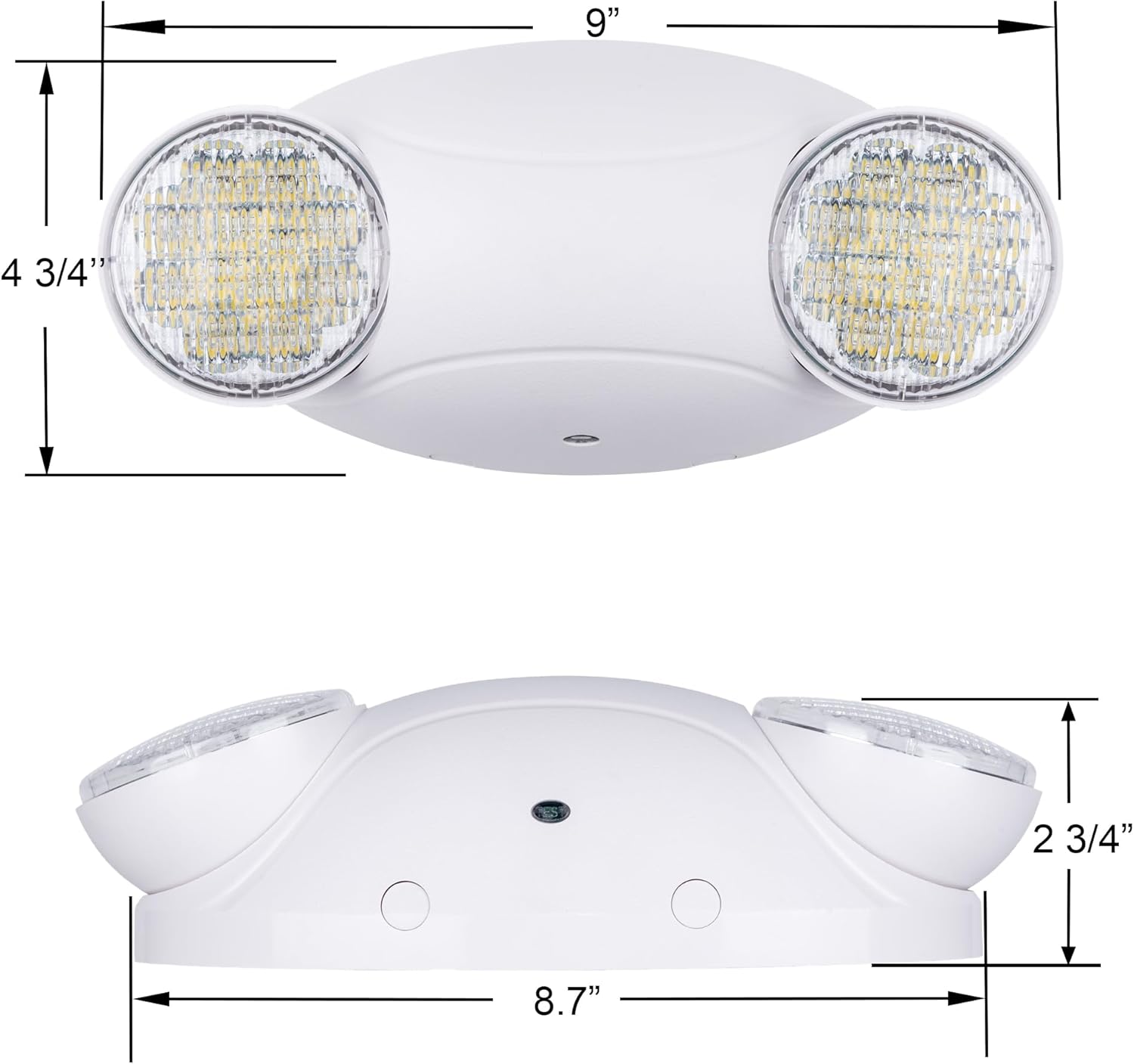 LIT-PaTH LED Emergency Lighting Fixtures with 2 LED Bug Eye Heads and Back Up Batteries- US Standard Exit Light, UL 924 and CEC Qualified, 120/277 Voltage, White, 4-Pack