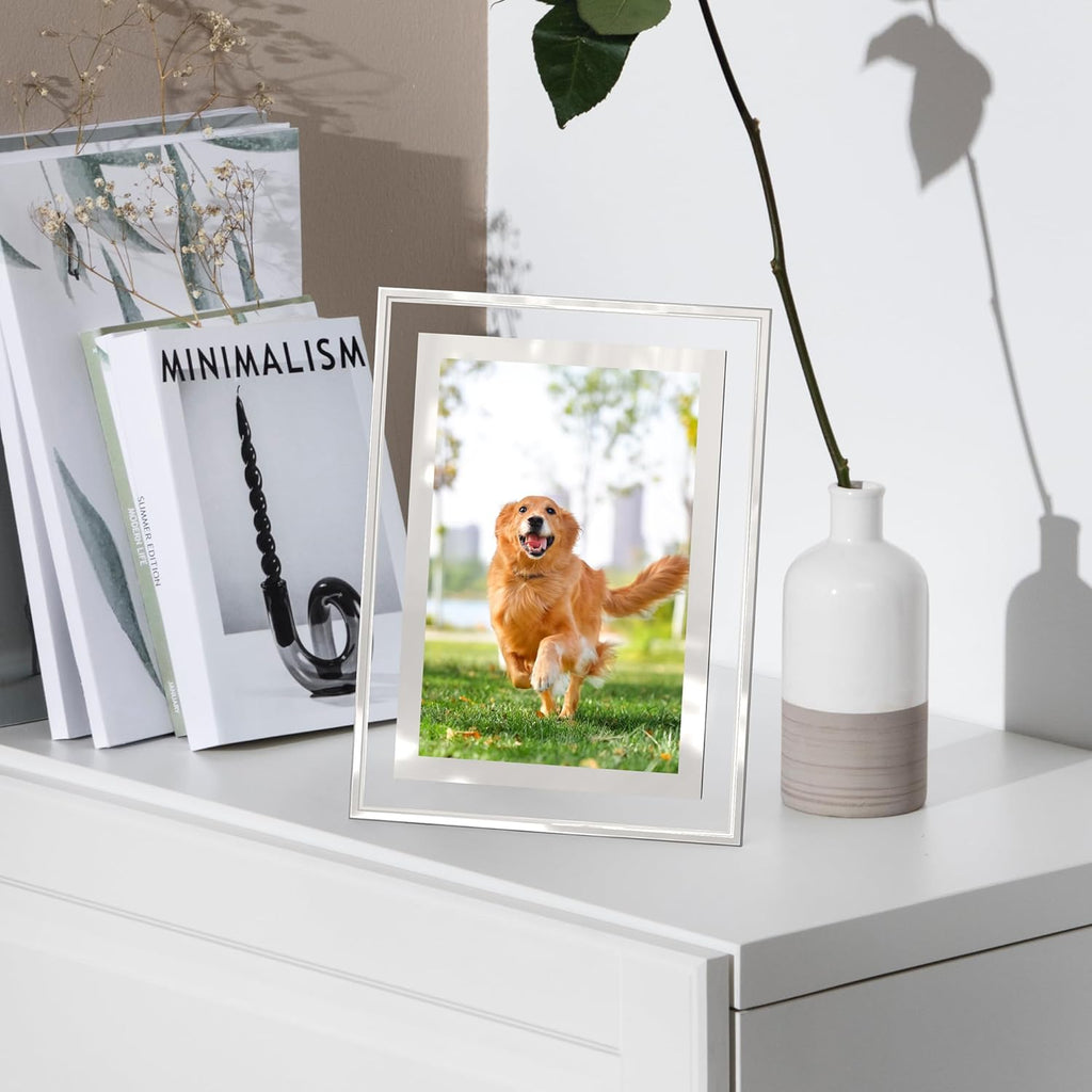 4x6 Picture Frames Set of 2, Desktop Clear Glass Photo Frame Horizontal or Vertical Display for Landscape, Portrait, Wedding, Pet Photos