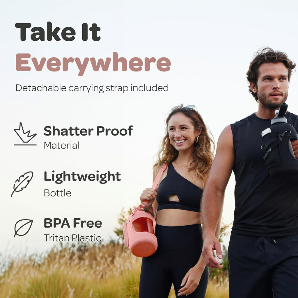 Hydracy Water Bottle with Time Marker -Large BPA Free Water Bottle & No Sweat Sleeve -Leak Proof Gym Bottle with Fruit Infuser Strainer & Times to Drink -Ideal for Fitness Sports & Outdoors