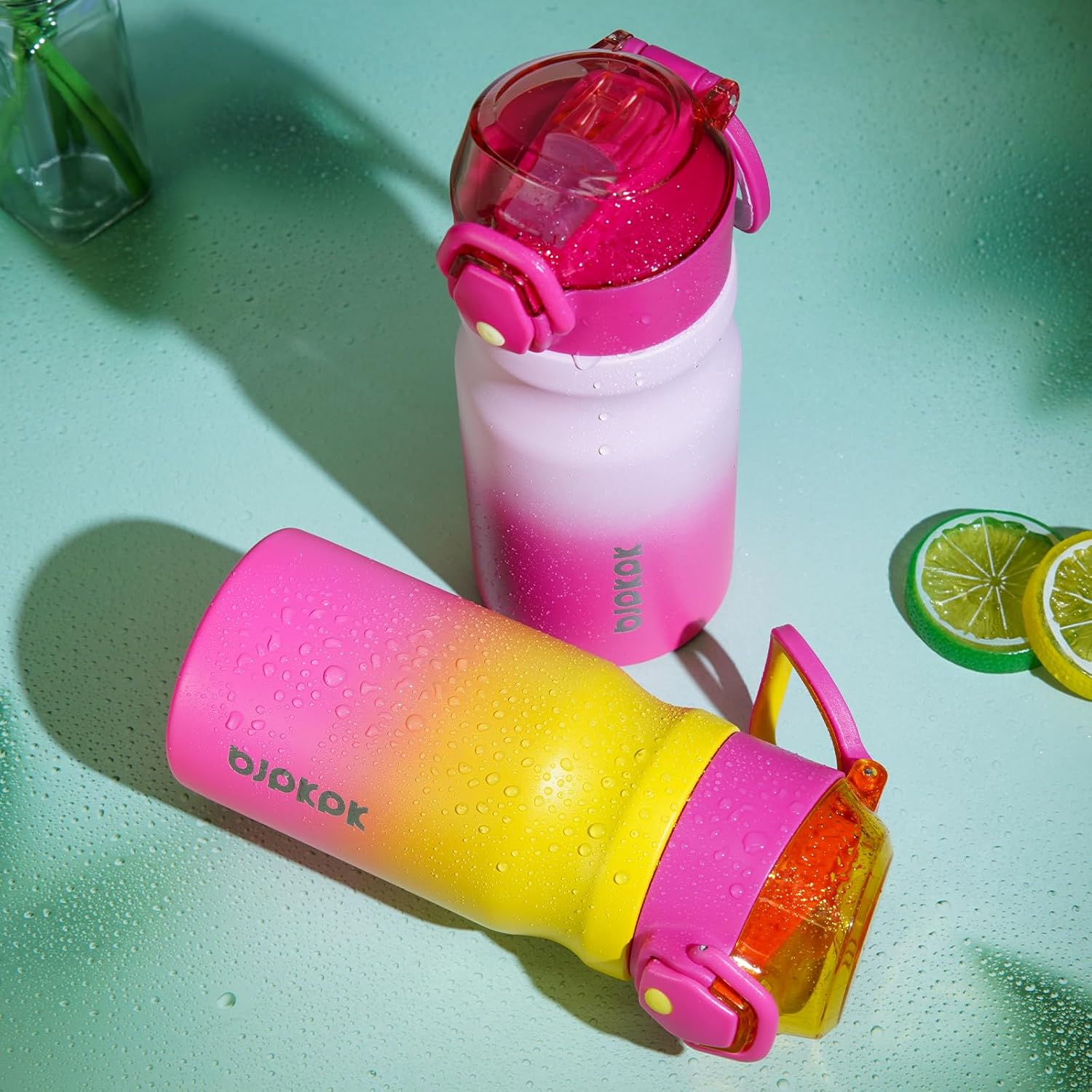 BJPKPK Stainless Steel Insulated Water Bottle with Straw Lid 14oz Reusable Metal Thermal Flask Bottles Keep Cold and Hot,Dawn