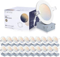 20 Pack 4 Inch LED Recessed Lighting with Junction Box, 5CCT 2700K/3000K/4000K/5000K/6000K Selectable, 9W 850lm Ultra-Thin Recessed Downlight-ETL and Energy Star Certified