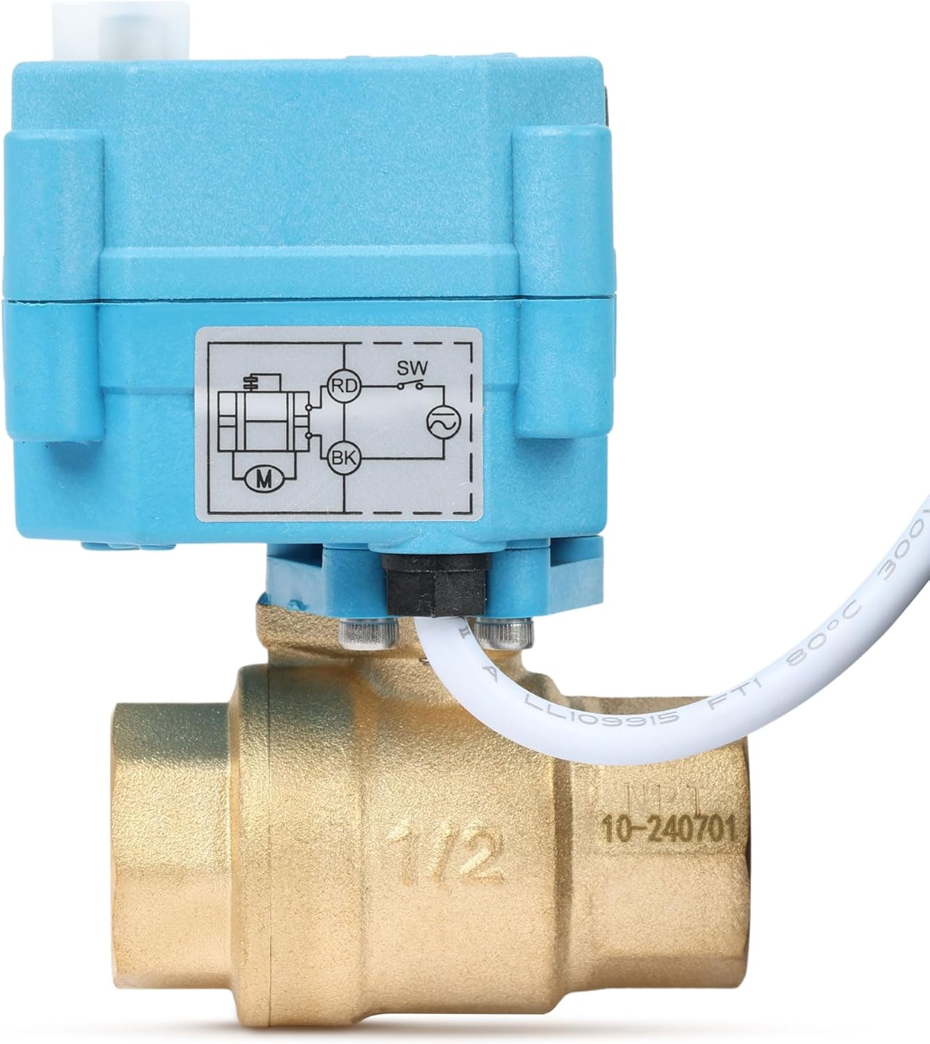 U.S. Solid Motorized Ball Valve - IP67 1/2inch Brass Ball Valve 110-230V with Waterproof Cover, Full Port, 2 Wire Auto Return, Normally Closed