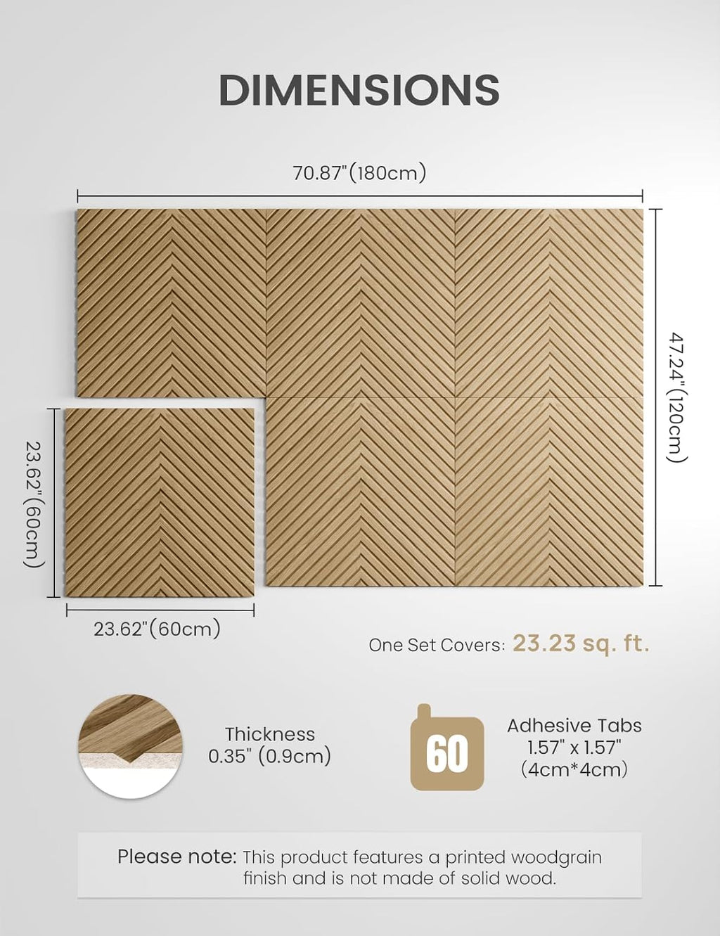 Large Felt Bulletin Board,Cork Board Alternative 70.87'' x 47.24'' Art Acoustical Wall Panels-6 Pack with 60 Adhesive Tabs,for Recording Studio/Home Offices-Natural Oak/Pyramid