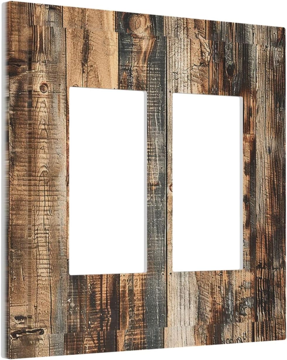 Decorative Outlet Covers Rustic Brown Wood Pattern Splice Plank 2 Gang Double Gfci Rocker Electrical Wall Panels Light Switch Cover Plate For Farmhouse Cabin Decor