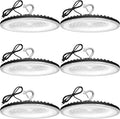 6 Pack 150W UFO Led High Bay Light,120VAC,21050LM 5000K Daylight Area Lighting,IP66 Waterproof 650W MH/HPS with Plug Commercial Bay Lighting for Warehouse/Shop/Workshop/Barn/Gym/Factory
