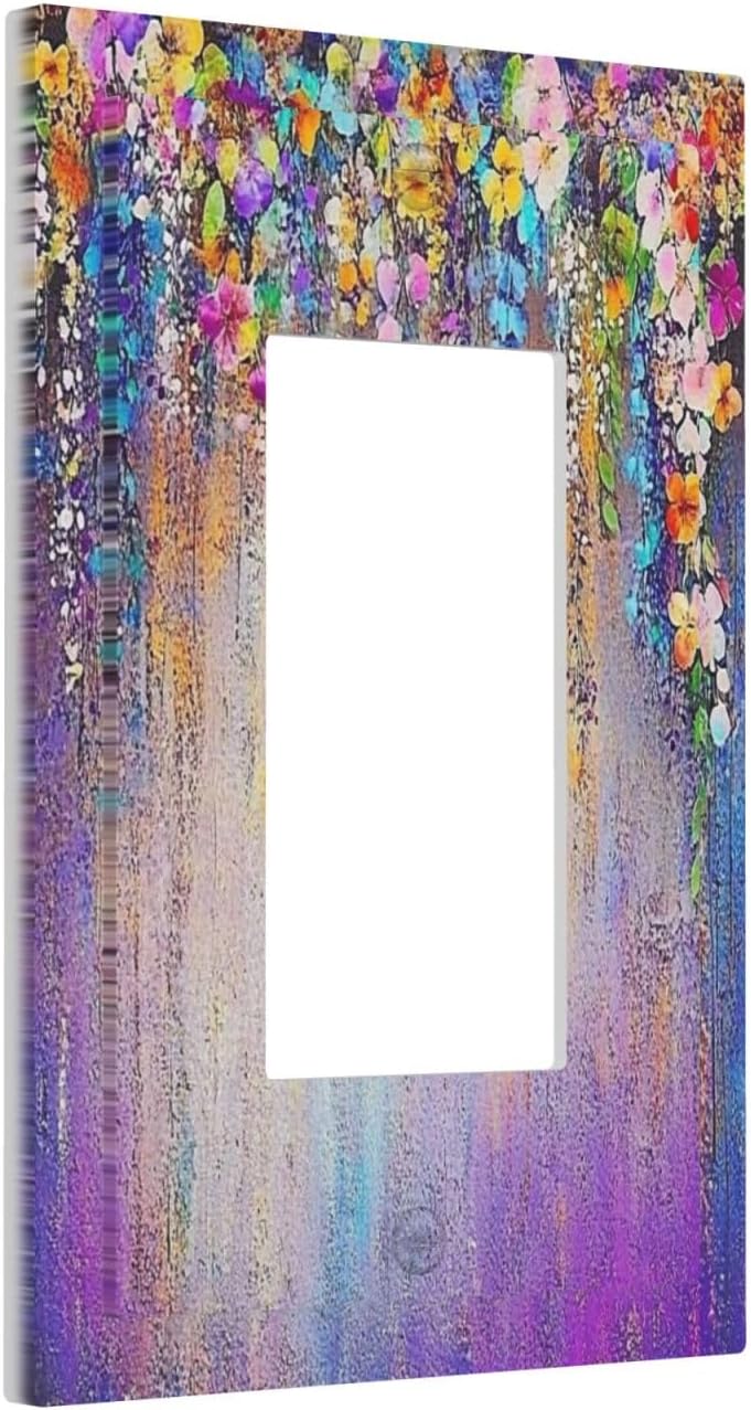 Colorful Country Flower Wildflower Floral Decorative Outlet Covers 1 Gang Single Rocker Light Switch Cover Plate Wall Plates Gfci Faceplate For Bed Room Living Room Decor