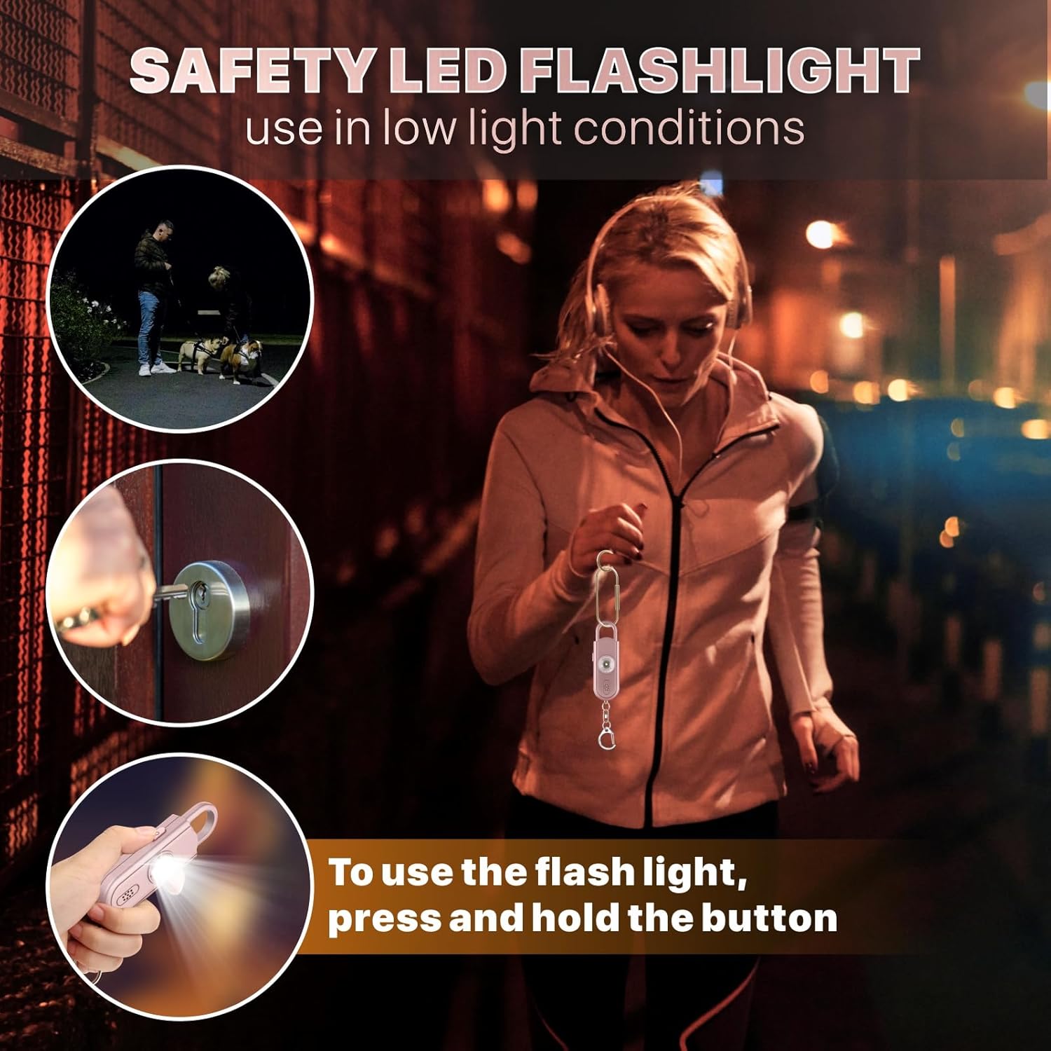 Safe Sound Personal Alarm, 130 dB Loud Siren Song Emergency Security Alarm Keychain with Strobe LED Light, Personal Sound Safety Siren for Women, Men, Children, Elderly