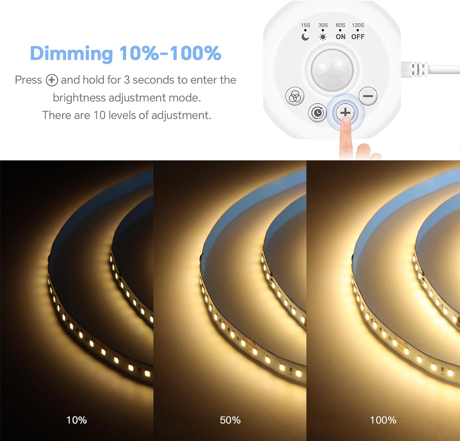 32.8Ft Motion Activated Running Water Flowing LED Strip Light Kit,3000K Dimmable LED Strip Lights, 24V Motion Sensor Horse Race LED Tape Light for Room Stair Corridor