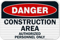 Danger Construction Area Sign, Authorized Personnel Only Sign, 12x18 Inches, 3M EGP Reflective .063 Aluminum, Fade Resistant, Easy Mounting, Indoor/Outdoor Use, Made in USA