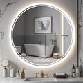 24 Inch Wall-Mounted Round Bathroom Mirror with LED-Lights - Vanity Mirrors (24" x 24",Frameless)