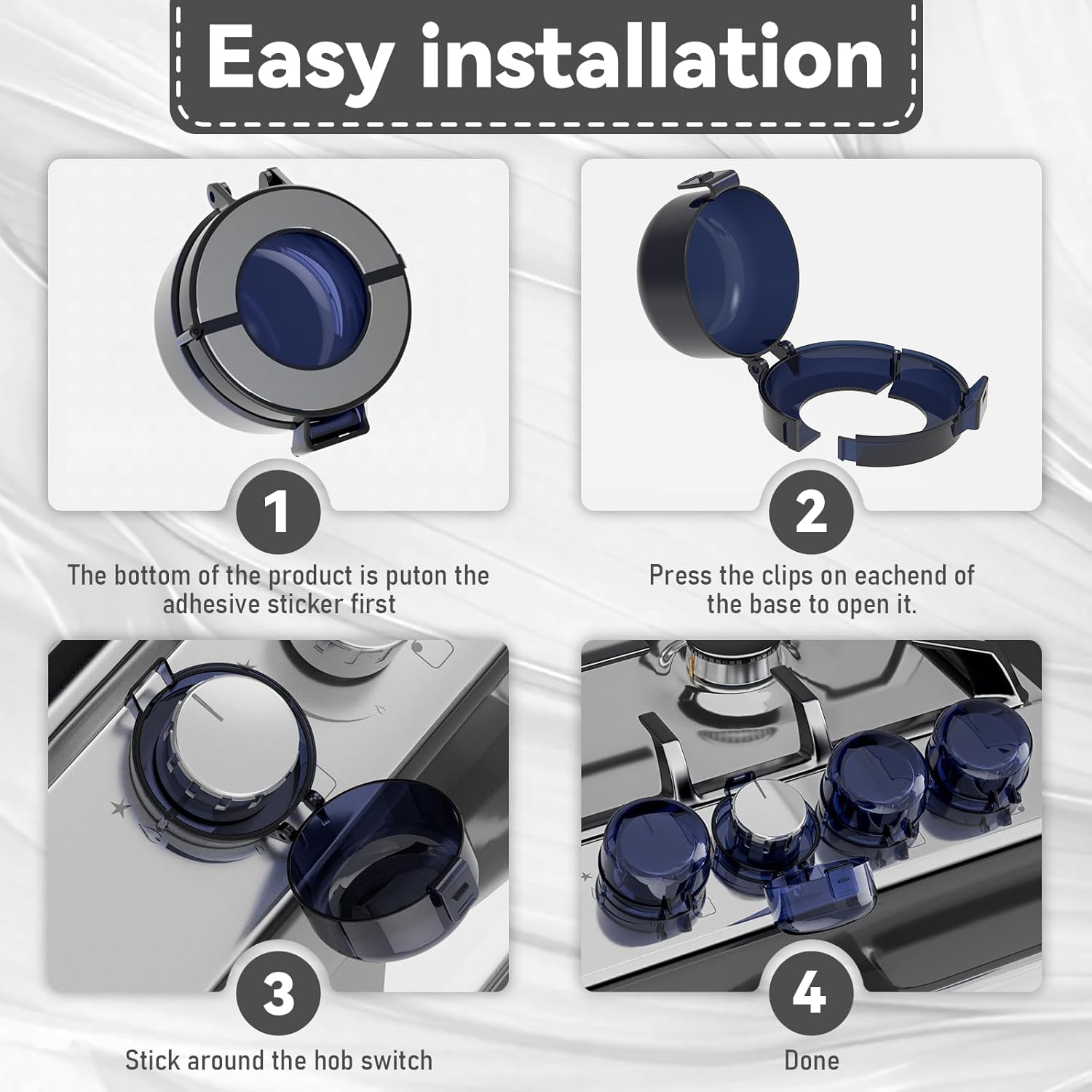 Stove knob Safety Covers for Child Upgraded Unlock Universal Size with Adult Two-Finger, Dual-Key Press Gas Stove Knob Locks Water Resistant Oil Resistant and High Temperature Resistant（5+1 Pack.）