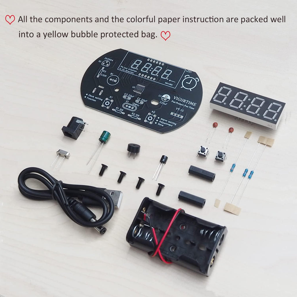 4-Digit Digital Clock Soldering Project Kit for Learning Practicing Teaching Electronics, Great STEM Project and Gift