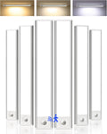 Under Cabinet Lighting, 12inch Rechargeable Motion Sensor Light Indoor, 1800mAh Battery Operated Closet Lights, with Dimmable & 3 Color Temps, Wireless Under Counter Lights for Kitchen,Stairs(6Pack) ﻿