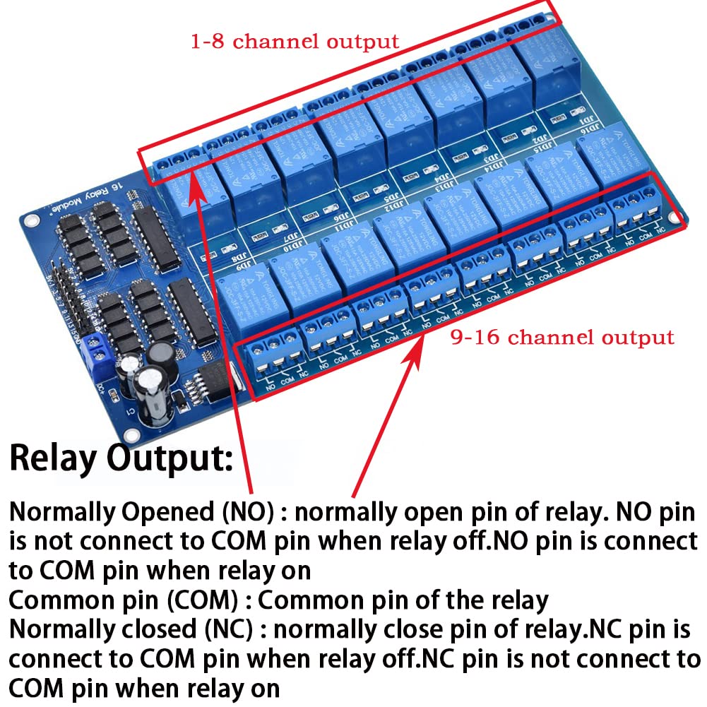 16 Channel 5V Relay Module with Optocoupler Low Level Trigger Expansion Board for Raspberry Pi Arduino