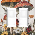 Decorative Outlet Covers Mushroom Forest Butterfly Wild Flower 2 Gang Double Gfci Rocker Electrical Wall Panels Light Switch Cover Plate For Bed Room Living Room Decor
