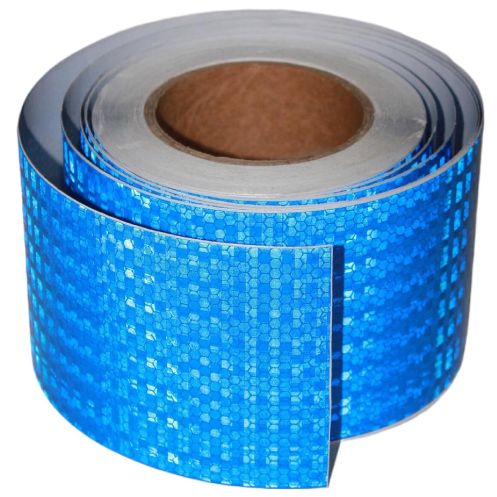 Blue Reflective Tape Outdoor Waterproof 4 inch Wide, High Visibility Warning Safety Industrial Marking Tape (68 feet)