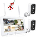 Wireless Security Camera System with 7" Touchscreen Monitor & 2PCS 4MP Security Cameras,Indoor Outdoor Camera 2-Way Audio,Color Night Vision,Motion Detection