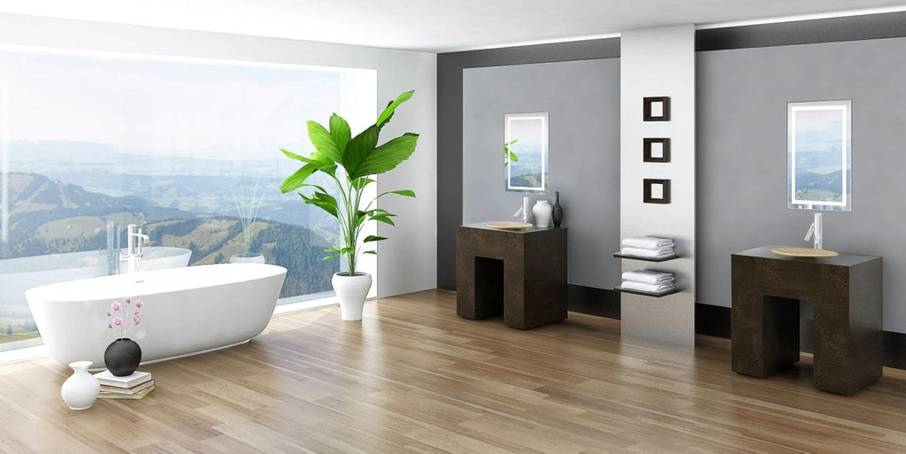 Krugg | 18 Inch X 30 Inch LED Bathroom Mirror | Lighted Vanity Mirror Includes Dimmer & Defogger | Wall Mount Vertical or Horizontal Installation