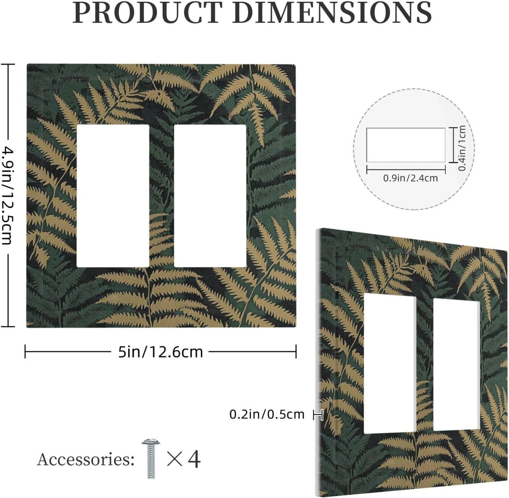 Decorative Outlet Covers Botanical Fern Green Leaf Forest 2 Gang Double Gfci Rocker Electrical Wall Panels Light Switch Cover Plate For Bed Room Home Decor
