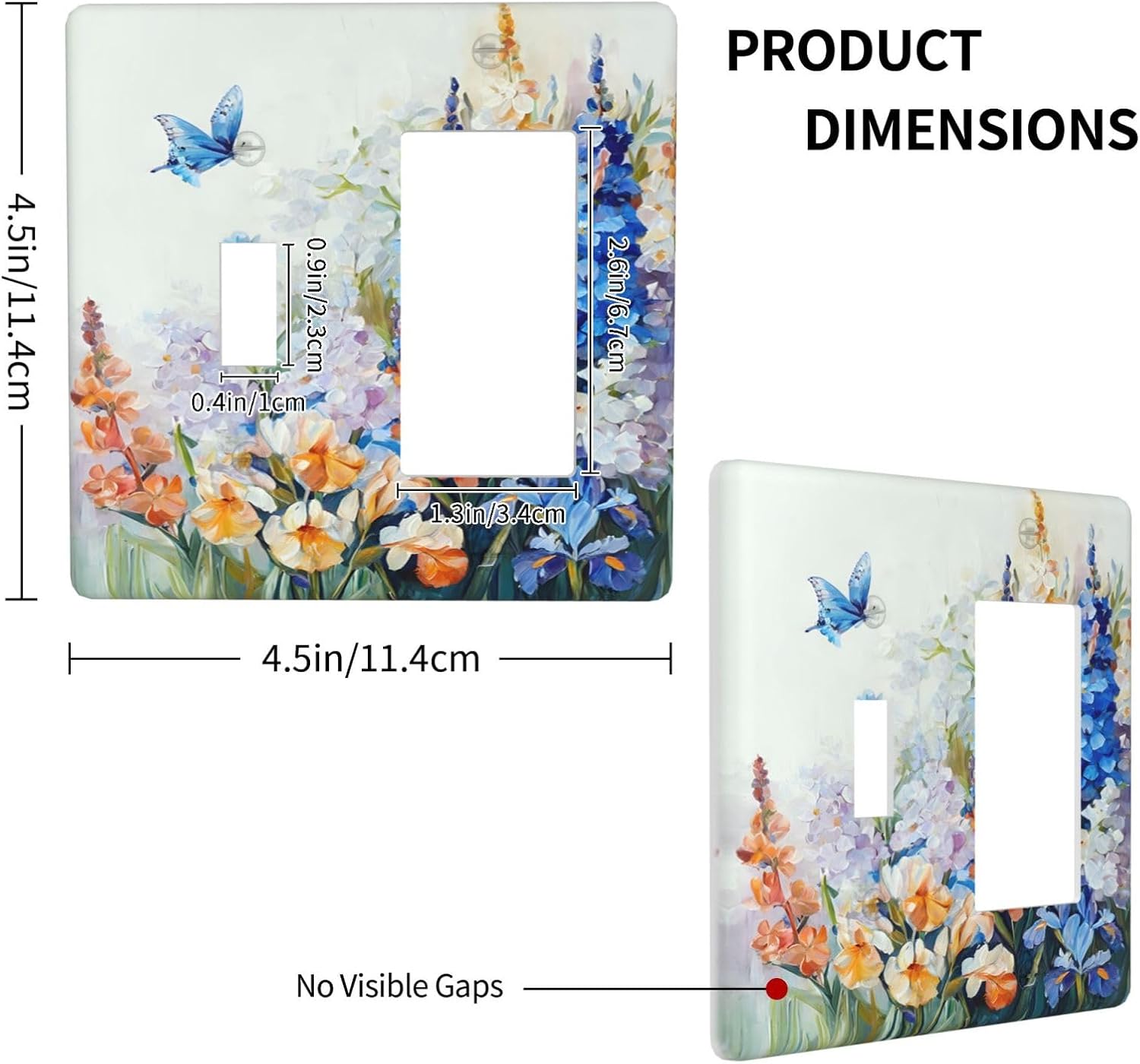 Decorative Outlet Covers Rustic Colorful Floral Garden Flowers 2 Gang Wall Plate Single Toggle 1 Rocker Light Switch Cover Switch Plate Covers Faceplate for Country Bedroom Home Decor