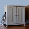 The Refined Feline Cat Litter Box Enclosure Cabinet, Shaker, Smoke Gray, Mid-Century Feet, Large, Hidden Litter Cat Furniture with Drawer