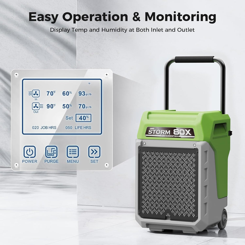 ALORAIR Storm LGR Commercial Dehumidifier with Pump & Drain Hose, Portable Industrial Dehumidifiers with Wheels for Water Damage Restore, Basement, Garage, 5 Years Warranty