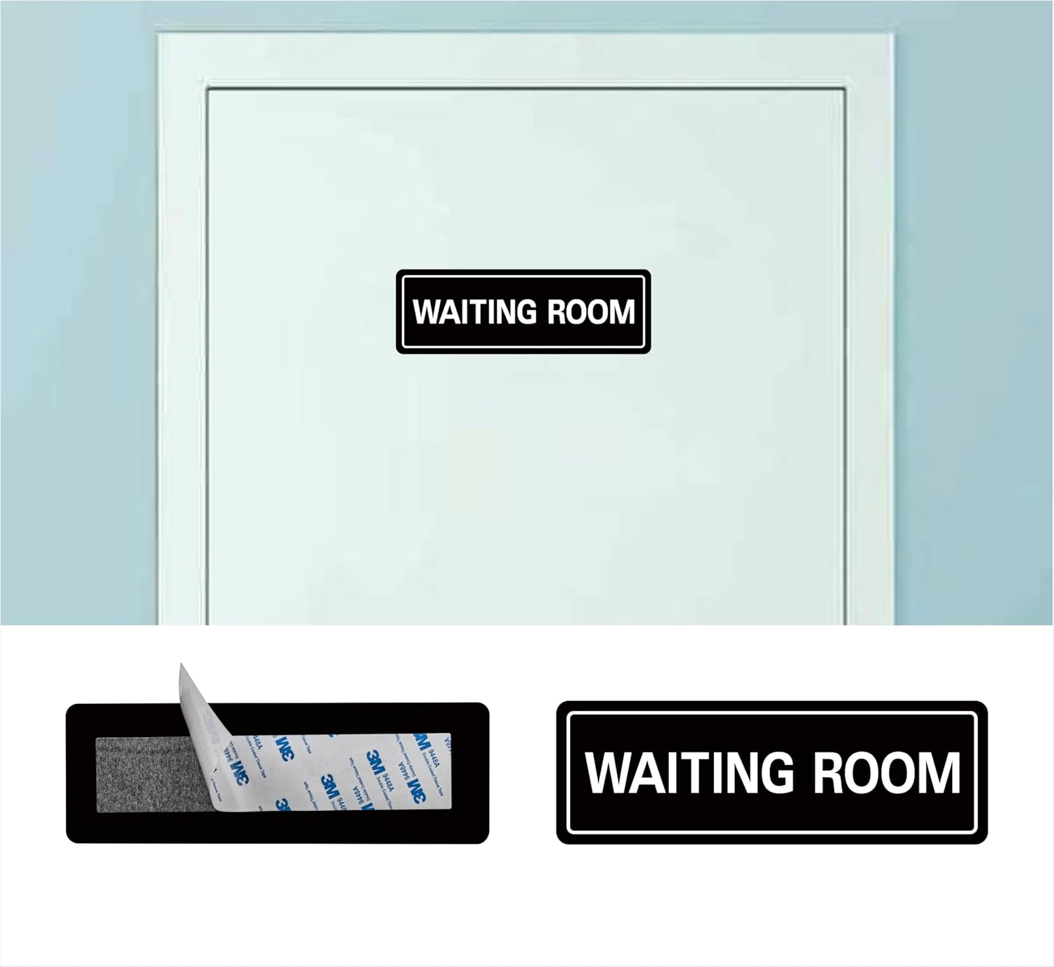 Waiting Room Sign - Premium Durable Acrylic Material, Super Strong Adhesive, Quick Installation, Suitable for Your Home and Business (9 × 3 Inches, Black)