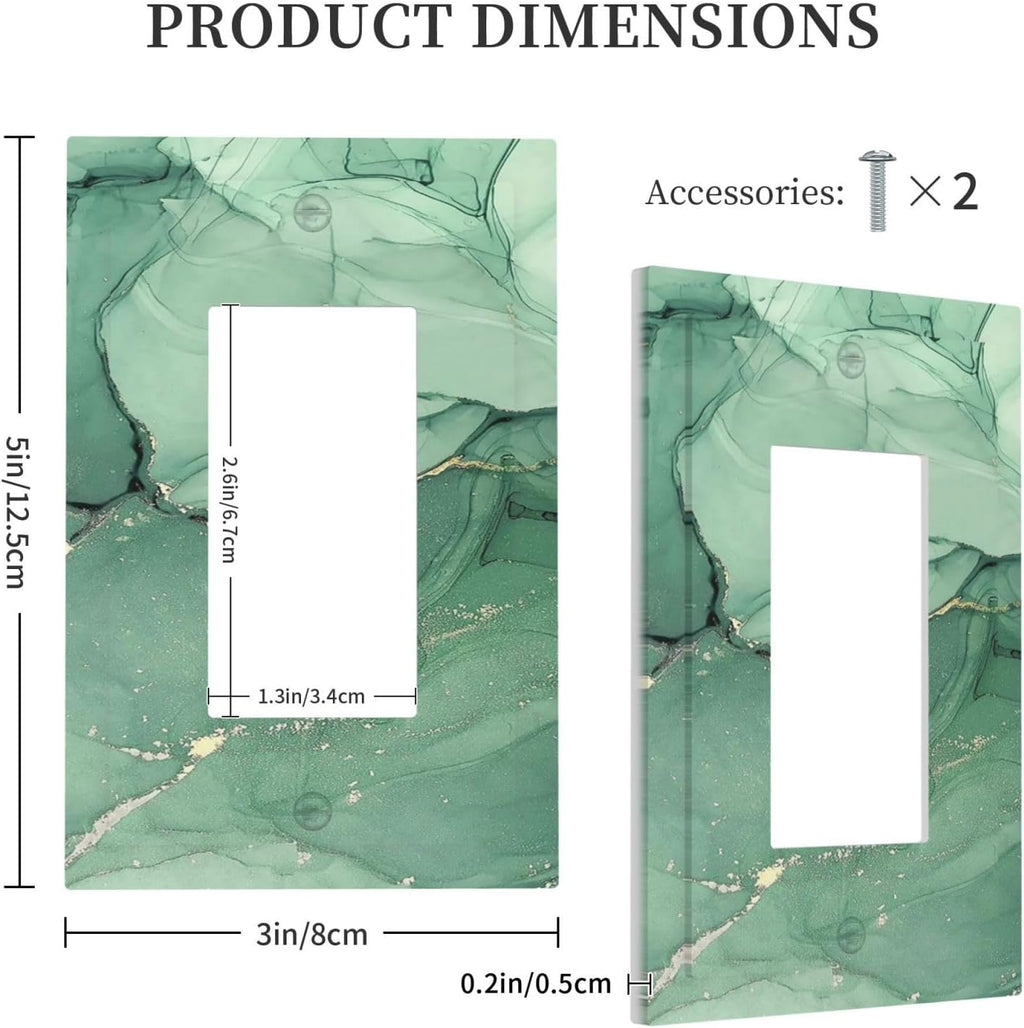 Decorative Outlet Covers Simple Green Marble 1 Gang Single Rocker Light Switch Cover Plate Wall Plates GFCI Faceplate for living Room Office Decor