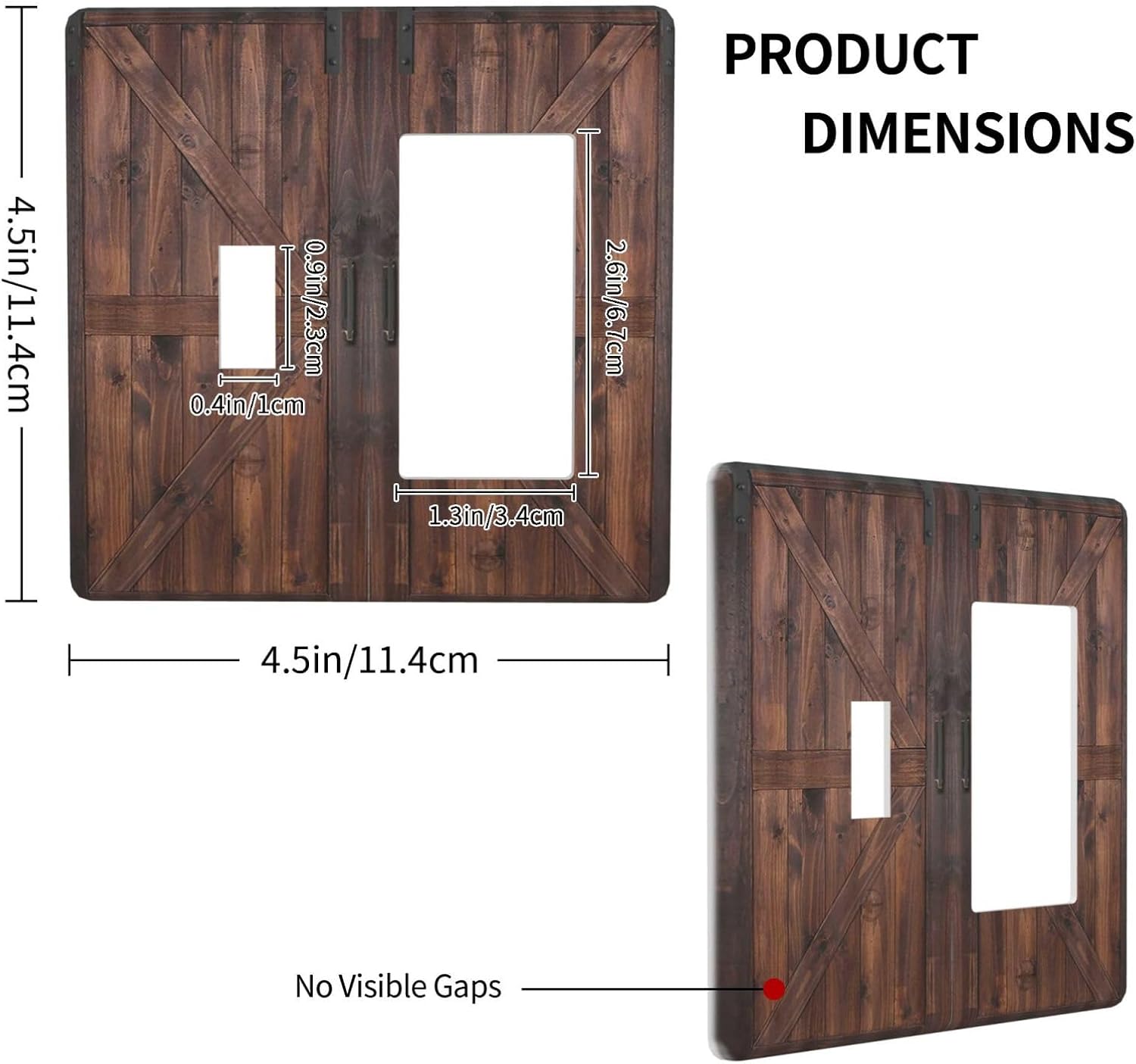 Decorative Outlet Covers Vintage Brown Farmhouse Barn Door 2 Gang Light Switch Cover Plate Single Toggle 1 Rocker Wall Plates for Electrical Outlets Switch Plate Covers for Bedroom Home Decor