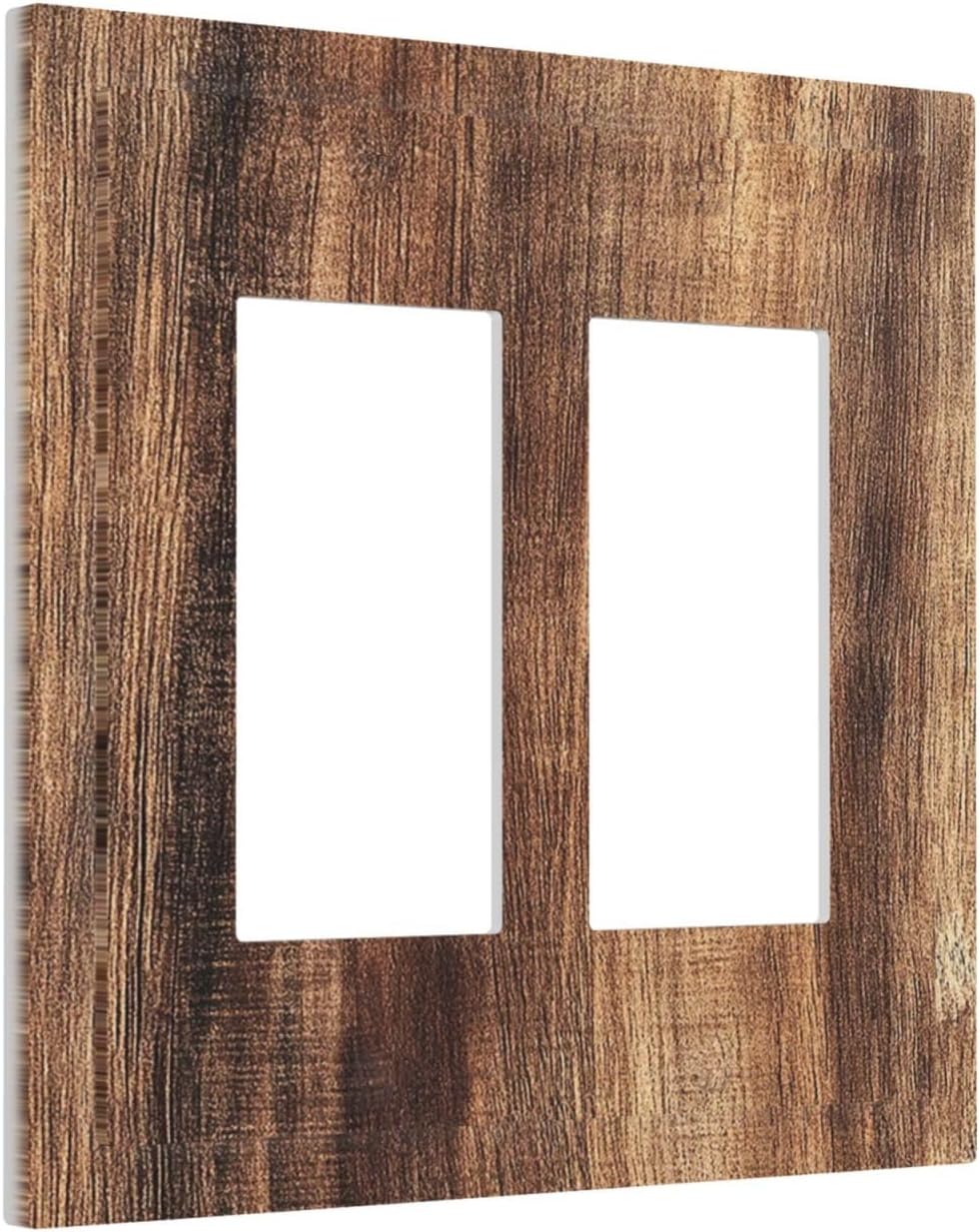 Decorative Outlet Covers Vintage Rustic Brown Wood Grain 2 Gang Double GFCI Rocker Electrical Wall Panels Light Switch Cover Plate for Bedroom Farmhouse Decor