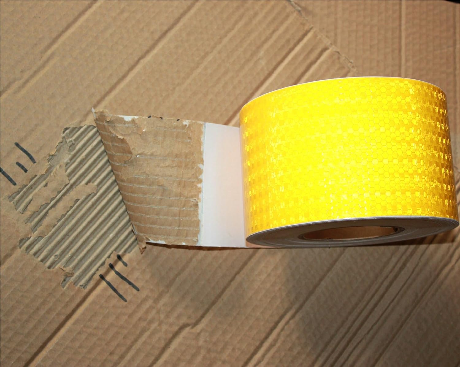 Yellow Reflective Tape Outdoor Waterproof 4 inch Wide, High Visibility Warning Safety Industrial Marking Tape (68 feet)